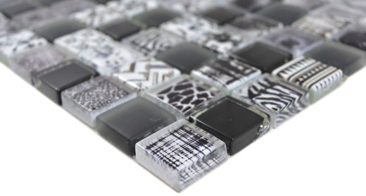 Square Crystal mix black mosaic tile wall tile backsplash kitchen shower bathroom MOS74-0322_f