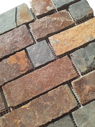 Slate mosaic tile natural stone brick brown rust tile backsplash mosaic mat mosaic panel splashback - MOS34-1204