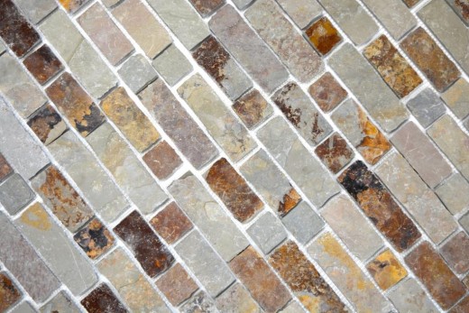 Slate mosaic tile natural stone brick brown rust tile backsplash mosaic mat mosaic panel splashback - MOS34-1204