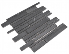 Slate mosaic tile natural stone brick anthracite black mosaic mat splashback wall facing - MOS34-0206