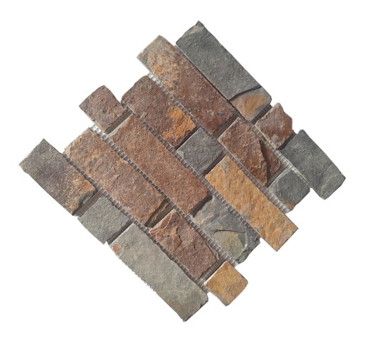 Hand-painted mosaic tile slate natural stone brick brown rust MOS34-1204_m