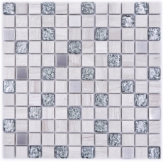 Hand pattern square crystal/stone/steel mix wood white mosaic tile wall tile backsplash kitchen bathroom MOS82-0108_m