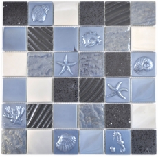 Hand pattern square crystal/artificial/steel mix relief black mosaic tile wall tile backsplash kitchen bathroom MOS88-2717_m