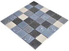 Hand pattern square crystal/artificial/steel mix relief black mosaic tile wall tile backsplash kitchen bathroom MOS88-2717_m