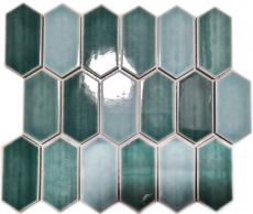 Mosaic tile ceramic mosaic hexagonal green glossy kitchen wall bathroom MOS11J-475_f