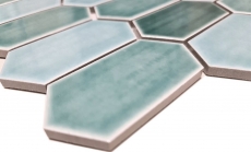 Mosaic tile ceramic mosaic hexagonal green glossy kitchen wall bathroom MOS11J-475_f