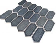 Mosaic tile ceramic mosaic hexagonal black glossy kitchen splashback bathroom MOS11J-479_f