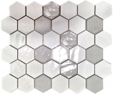 Hand pattern mosaic tile ceramic mosaic hexagonal white glossy kitchen bathroom MOS11K-SAN1_m