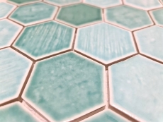 Mosaic tile ceramic mosaic hexagonal green glossy tile mirror shower MOS11K-SAN5_f