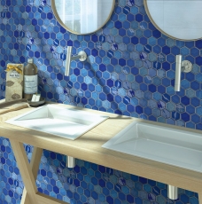 Mosaic tile ceramic mosaic hexagonal royal blue glossy kitchen wall bathroom tile backsplash - MOS11K-SAN7