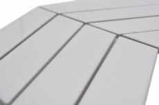Mosaic tile ceramic mosaic herringbone mix white glossy matt tile backsplash bathroom MOS24-CHEV11_f