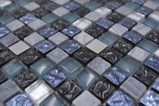 Glass mosaic natural stone mosaic tile blue gray silver anthracite kitchen wall bathroom tile splashback - MOS92-670