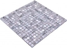 Glass mosaic mosaic tile retro wood look gray ornament kitchen splashback MOS78-W09