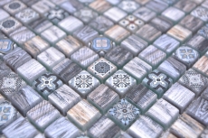 Glass mosaic mosaic tile retro wood look gray pastel blue bathroom kitchen MOS78-W49