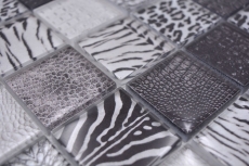 Glass mosaic mosaic tile zebra black wall bathroom kitchen MOS78-W28