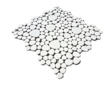 Pebble mosaic Pebbles ceramic drops mosaic pebble plain white matt kitchen bathroom MOS12-0111