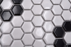 Mosaic tile ceramic mosaic hexagonal mix beige black glossy tile backsplash bathroom kitchen MOS11A-0113G_f