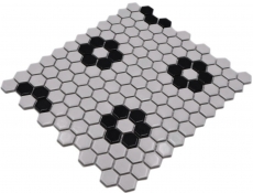 Mosaic tile ceramic mosaic hexagonal mix beige black glossy tile backsplash bathroom kitchen MOS11A-0113G_f