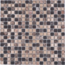 Mosaic tile glass natural stone mosaic stone mix brown matt kitchen splashback MOS92-580_f