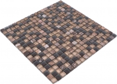 Mosaic tile glass natural stone mosaic stone mix brown matt kitchen splashback MOS92-580_f