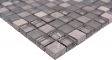 Mosaic tile glass natural stone mosaic stone mix gray matt tile backsplash MOS92-590_f