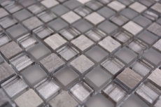 Mosaic tile glass natural stone mosaic stone mix gray matt tile backsplash MOS92-590_f