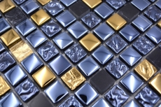 Mosaic tile glass natural stone mosaic stone EP mix black gold bathroom kitchen MOS92-650_f