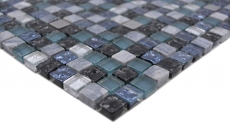 Mosaic tile glass natural stone mosaic stone steel mix blue gray kitchen wall bathroom MOS92-670_f