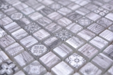 Mosaic tiles glass mosaic retro wood gray kitchen splashback bathroom MOS78-W09_f