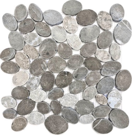 Mosaic tile natural stone river pebble stone pebble cut ash gray tile backsplash MOS30-SANI_f