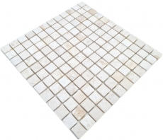 Hand sample mosaic tile marble mosaic THUMBNAIL white tile backsplash kitchen shower floor MOS40-T23W_m
