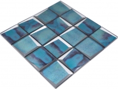 Hand sample mosaic tile glass mosaic combi 3D look blue wall kitchen tile backsplash MOS88-XB10_m