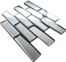 Hand sample mosaic tile glass mosaic combination 3D look gray silver wall kitchen bathroom MOS88-XB01_m