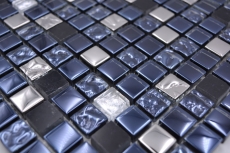 Hand sample mosaic tile glass natural stone mosaic stone EP mix black silver kitchen splashback MOS92-660_m