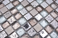 Hand sample mosaic tile glass natural stone mosaic resin steel mix EP gray kitchen bathroom wall MOS92-680_m