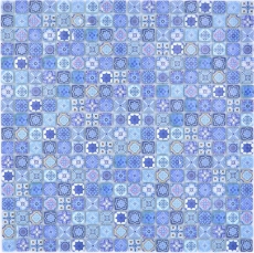 Hand-painted mosaic tile Glass mosaic combination Retro Biscuit blue Tile backsplash bathroom MOS78-RB33_m