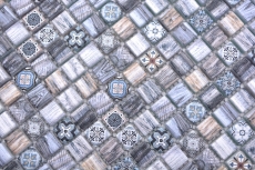 Hand sample mosaic tile glass mosaic combi retro wood gray blue dark dark bathroom kitchen MOS78-W49_m