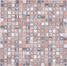 Hand-painted mosaic tile glass mosaic combi retro wood brown kitchen splashback bathroom MOS78-W89_m