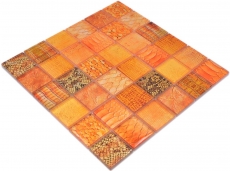 Hand-painted mosaic tile glass mosaic combi Forest orange kitchen bathroom wall MOS78-W48_m