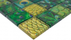 Hand-painted mosaic tile glass mosaic combi forest green kitchen splashback bathroom MOS78-W88_m