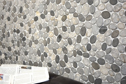 Hand sample mosaic tile natural stone river pebble stone pebble cut ash gray tile backsplash MOS30-SANI_m