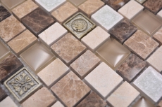 Hand-painted mosaic tile Mosaic composite multi-format stone resin ceramic mix emperador tile backsplash MOS85-2FD_m