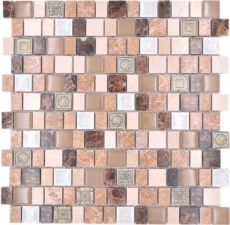 Hand-painted mosaic tile Mosaic composite multi-format stone resin ceramic mix emperador tile backsplash MOS85-2FD_m