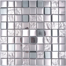 Glass mosaic mosaic tile electroplated silver metal kitchen tile backsplash MOS88-XCB5