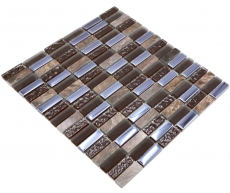Natural stone glass mosaic brown glossy wall kitchen bathroom shower - MOS87-SM138