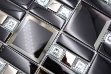 Glass mosaic mosaic tile black silver glossy wall kitchen bathroom shower MOS88-SQ78