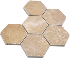Natural stone mosaic tiles terrace travertine walnut matt wall floor kitchen bathroom shower MOS42-HX144