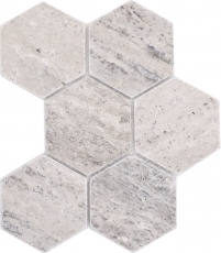 Natural stone mosaic tiles terrace travertine white gray matt wall floor kitchen bathroom shower MOS42-HX147