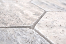 Natural stone mosaic tiles terrace travertine white gray matt wall floor kitchen bathroom shower MOS42-HX147