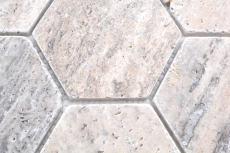 Natural stone mosaic tiles terrace travertine white gray matt wall floor kitchen bathroom shower MOS42-HX147